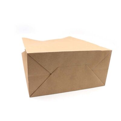 Custom Blank Brown Kraft SOS Paper Grocery Bags Square Bottom Eco-Friendly Takeaway Retail Paper Bags