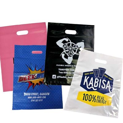 Die Cut Printed Plastic Shopping Bags Thick Waterproof Disposable Packaging For Supermarket Retail