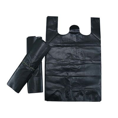 Custom Black T-Shirt Handle Garbage Bags Heavy Duty Vest Plastic Trash Bags For Household Commercial Cleaning