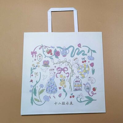 Solid Thick Kraft Paper Tote Bags Multi Color Option Heavy Duty Packaging For Bakery Takeaway Restaurant Gift
