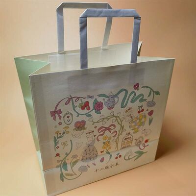 Solid Thick Kraft Paper Tote Bags Multi Color Option Heavy Duty Packaging For Bakery Takeaway Restaurant Gift