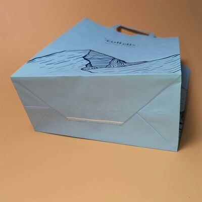 Recyclable Flat Handle Kraft Paper Bags Custom Size Gift Sacks For Supermarket Souvenir Merchandise Packing