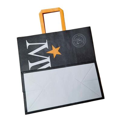 Custom Recyclable Flat Handle Kraft Paper Bags – Eco-Friendly Shopping Bags For Retail Souvenir Promotional Packaging
