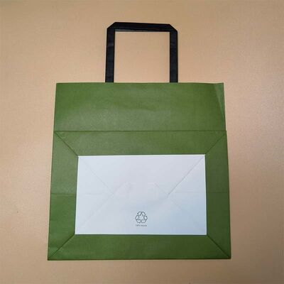 Custom Solid Color Kraft Paper Shopping Bags Flat Paper Handle Retail Gift Paper Bags For Boutique Apparel