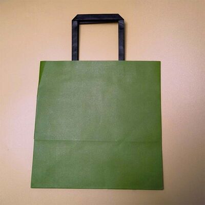 Custom Solid Color Kraft Paper Shopping Bags Flat Paper Handle Retail Gift Paper Bags For Boutique Apparel