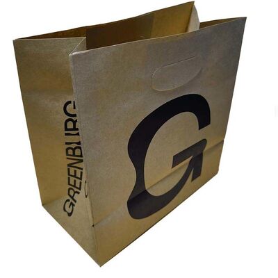 Die Cut Reinforced Kraft Paper Bags Custom Logo Print Eco Thick Packaging For Retail Brand Promotion