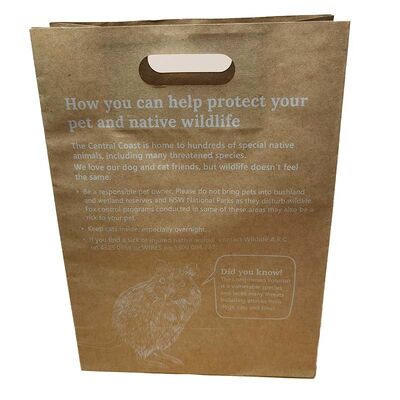 Natural Kraft Die Cut Handle Bags Full Color Printed Recyclable Sacks For Bakery Restaurant Gift Shopping