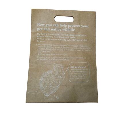 Natural Kraft Die Cut Handle Bags Full Color Printed Recyclable Sacks For Bakery Restaurant Gift Shopping