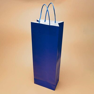 Recyclable Kraft Paper Single Bottle Wine Carrier Bags Eco Friendly High Strength Wine Gift Bags For Wine Store Supermarket Custom Sizes