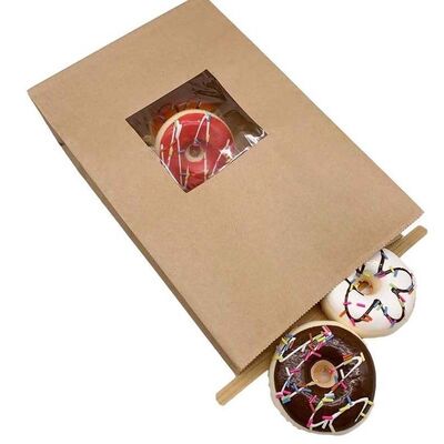 Kraft Paper Window Tin Tie Coffee Bags Stand Up Bakery Packaging Pouches For Coffee Beans Nuts Bread