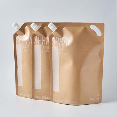 Custom Printed Aluminum Foil Spout Pouches With Handle Leak Proof Liquid Packaging Bags For Juice Wine Food Storage