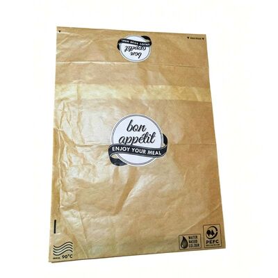 Kraft Paper Clear Window Flat Bottom Sandwich Bags Tear Open Resealable Packaging For Bakery Takeaway Food