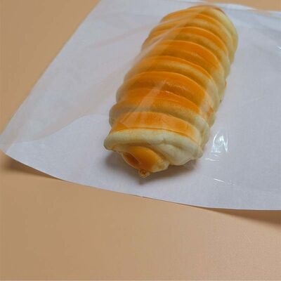 White Kraft Paper Composite Window Flat Bottom Bag Heat Sealable For Bakery Bread Snack Packaging