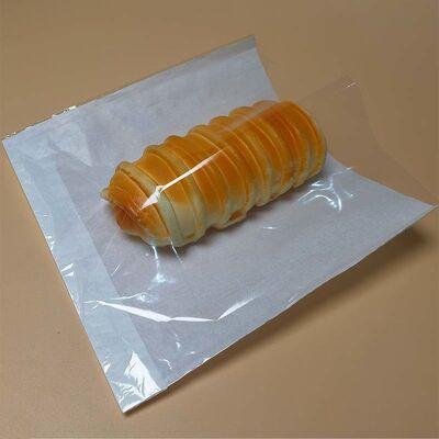 White Kraft Paper Composite Window Flat Bottom Bag Heat Sealable For Bakery Bread Snack Packaging