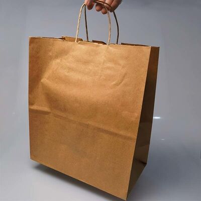 Twisted Paper Handle Brown Kraft Shopping Bags Heavy Duty For Retail Clothing Store Packaging
