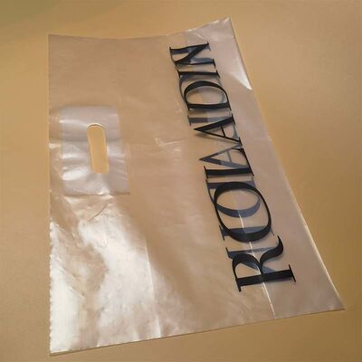 Custom Logo Clear Die Cut Plastic Shopping Bags Patch Reinforced For Clothing Boutique Packaging