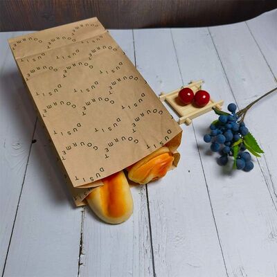 Eco Custom Printed Square Bottom Kraft Bakery Bags Oil-Proof Optional Stand Up Paper Pouches For Artisan Bread Pastry