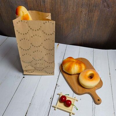 Eco Custom Printed Square Bottom Kraft Bakery Bags Oil-Proof Optional Stand Up Paper Pouches For Artisan Bread Pastry
