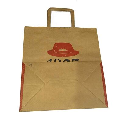 Custom Flat Paper Carrier Printed Flat Kraft Handheld Shopping Bags For Retail Store