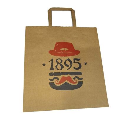 Custom Flat Paper Carrier Printed Flat Kraft Handheld Shopping Bags For Retail Store
