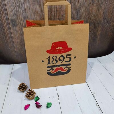Thickened Custom Logo Flat Handle Kraft Paper Bags Eco Friendly For Retail Store Daily Shopping Packaging