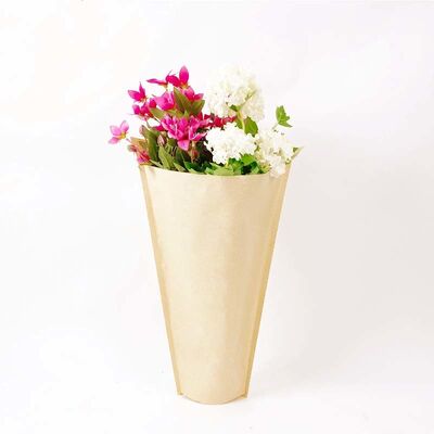 Custom Printed Cone Kraft Paper Flower Sleeves Recyclable For Fresh Bouquet Packaging