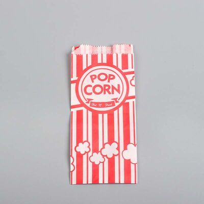 Custom Printed Red Striped Popcorn Paper Bags SOS Stand Up Paper Bags For Cinema Snack Food Packaging