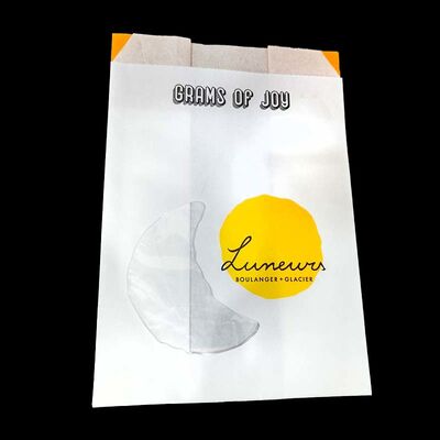 White Kraft Paper Bakery Bag with Clear Window Custom Printed Pastry Bread Packaging Bag for Boulangerie Shop