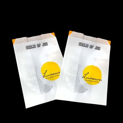 White Kraft Paper Bakery Bag with Clear Window, Custom Printed Pastry Bread Packaging Bag for Boulangerie Shop