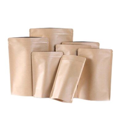 Ενυδατοστεγείς Φωτοστεγείς Kraft Stand Up Pouches Αλουμινένιο φύλλο επένδυση χαρτί Καφέ